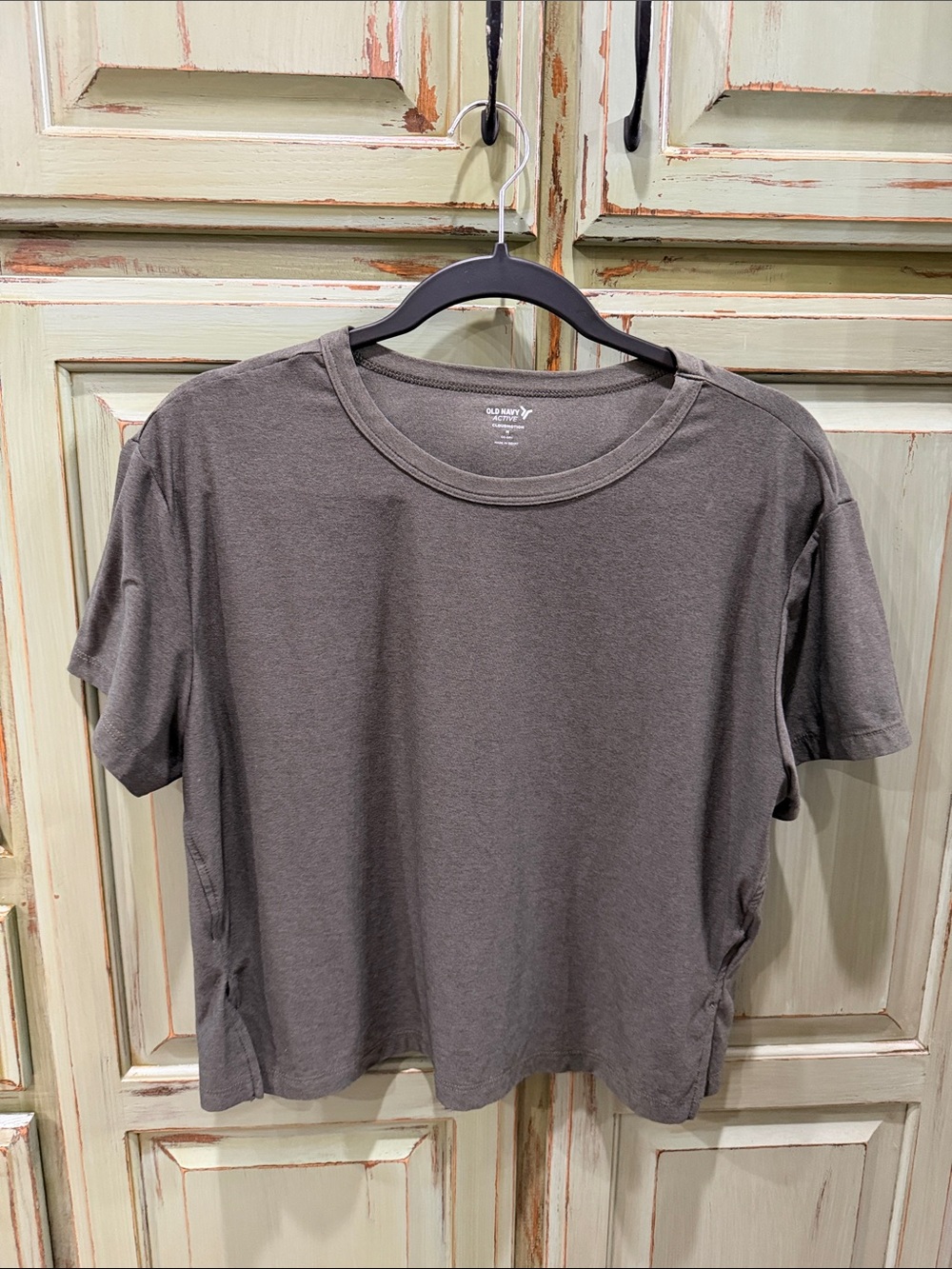 Old Navy Women's Dark Forest Green Cropped Crewneck Tee